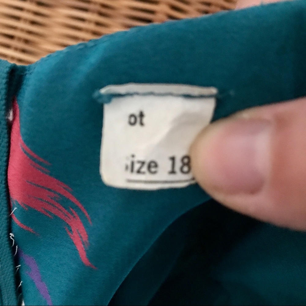 Authentic vintage 80’s teal paint strokes dress XL - Picture 5 of 5